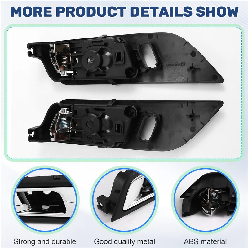 

A30P-1Pair Inside Door Handle Chrome FR3Z-6322601-AC FR3Z-6322600-AC For Ford Mustang 2015-2018 FR3Z6322601AA FR3Z6322600AA