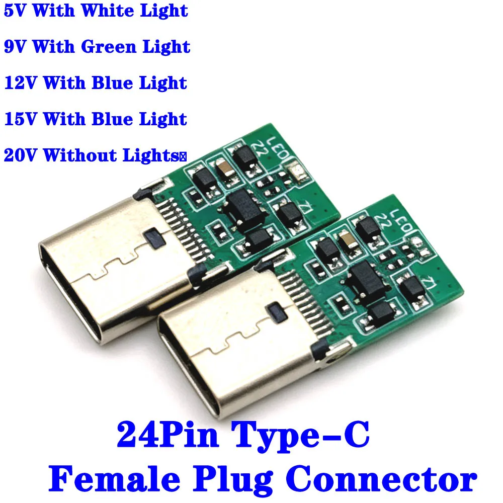 PD/QC Decoy Board With LED 5V 9V 12V 15V 20V Module PD 2 3.0 DC Trigger Cable USB Type-C  Female Plug QC4 Charge Connector