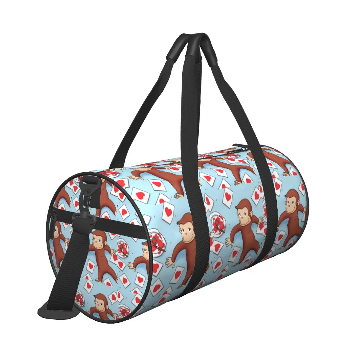 Couple Travel Bag Curious George Is All Heart Gym Bag Large Outdoor Design Handbag Novelty Yoga Sports Bag