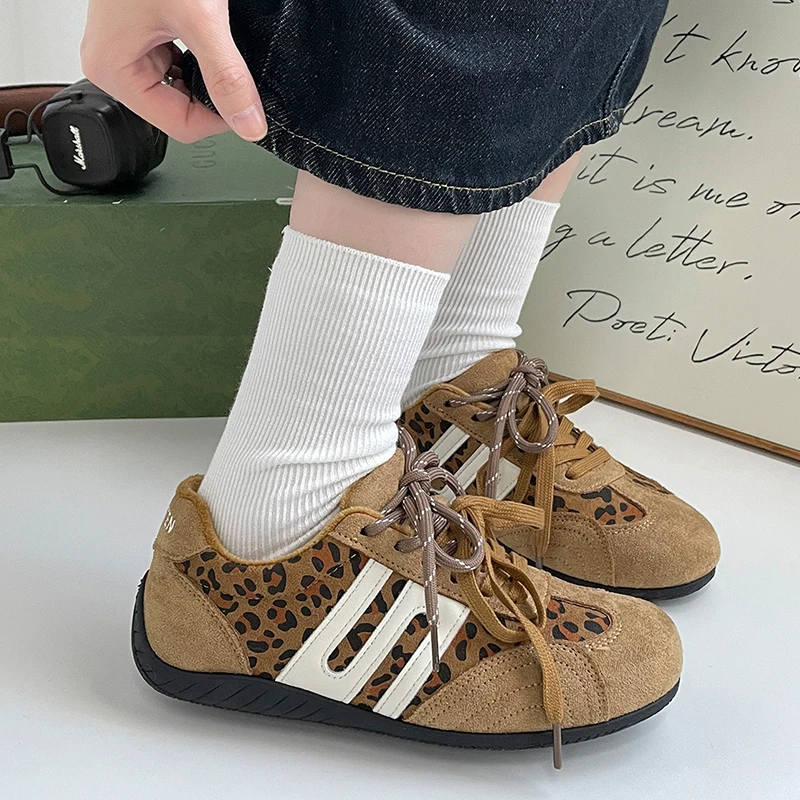 

Fashion Suede Leopard Comfort Lightweight Vulcanized Shoes Women Spring 2026 Brand Warm Short Plush Sneakers Woman Sports Shoes