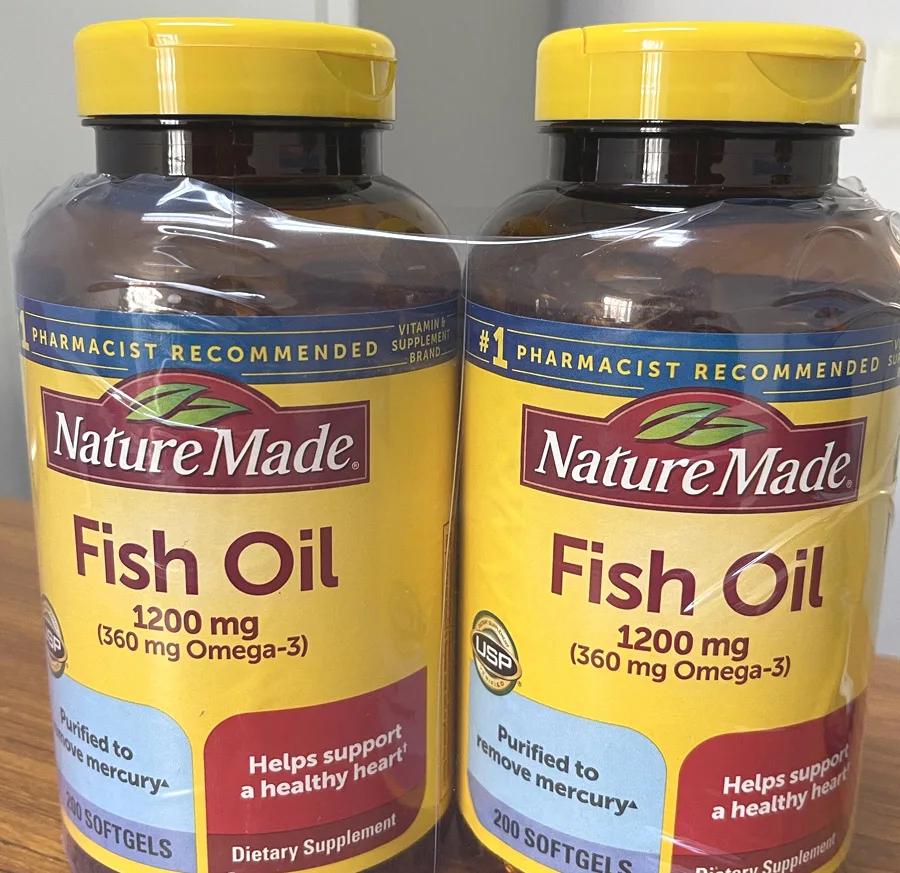 Fish Oil 1200 mg 360 mg Omega-3 Support A Healthy Heart 200 Softgels*2 bottle