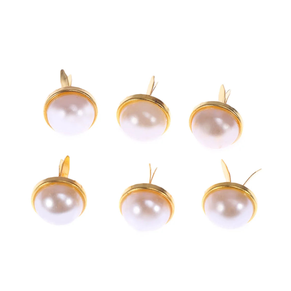

100 pcs 12Mm Pearl Brads Golden Imitation Pearl Split Pins For Scrapbooking Card Making Diy Crafts Decoration Alloy Paper