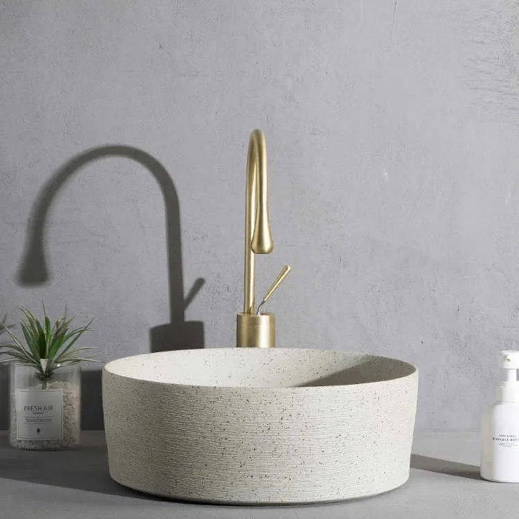 Bathroom Wash Basin Ceramic European Golden Finish for Hotel for Commercial Easy Clean, Ceramic Vanity Sink