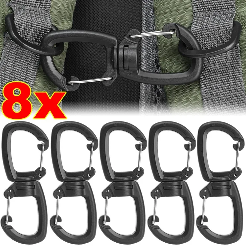 Mosquetão Duplo Rotativo 360 Graus, Clipe Giratório para Exterior, Gancho em S Portátil, Gancho Duplo para Camping, Mochilas e Chaveiros