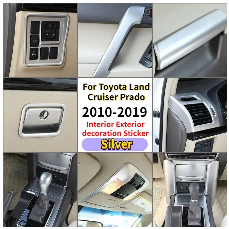 

For Toyota Land Cruiser Prado FJ150 10-2019 ABS Silver Car styling Car Interior Exterior Suit decoration Sticker Car Accessories