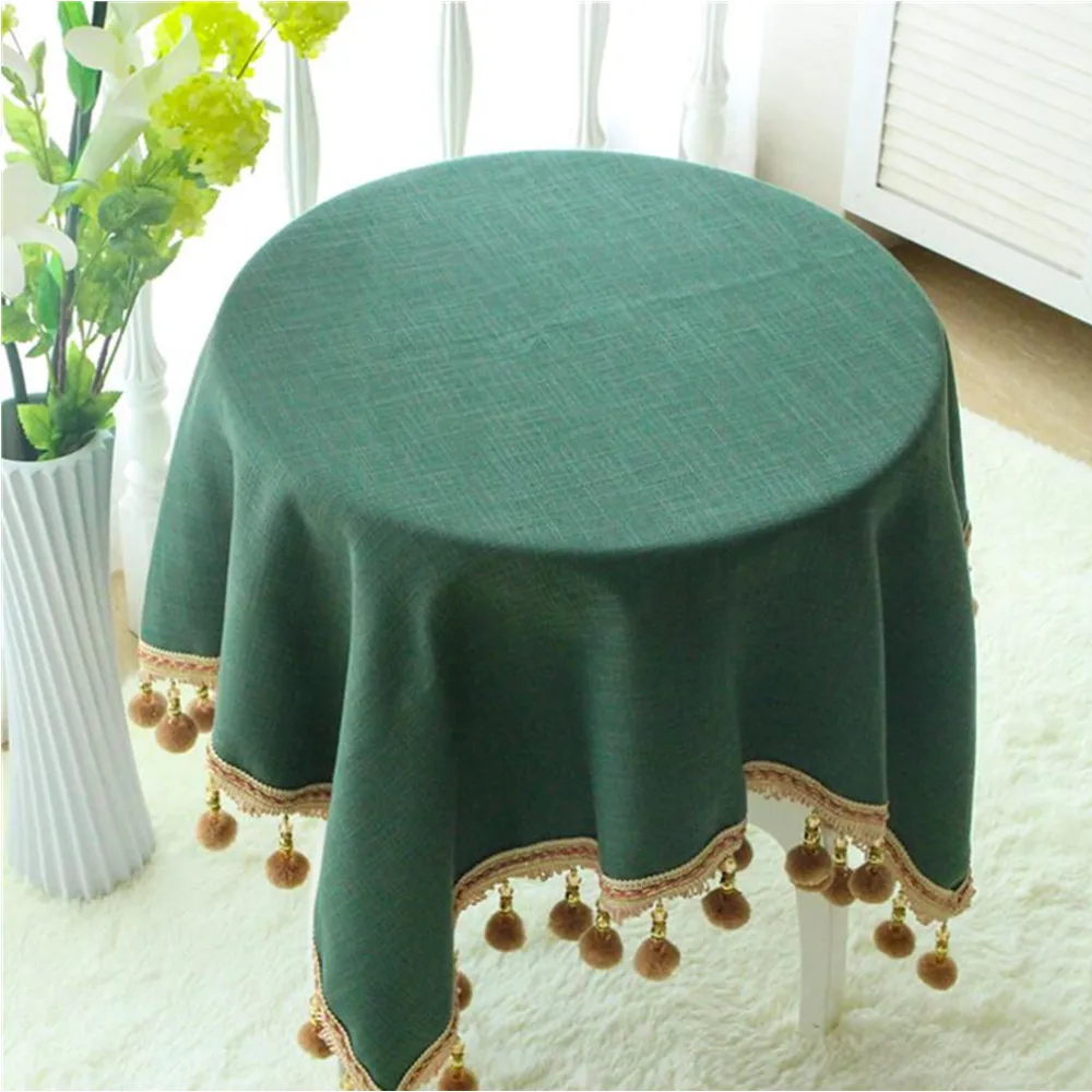 Nordic Table Cloth Wedding Party Round Table Cover Cotton Linen Tassel Tablecloth Tea Coffee Tablecloths Home Kitchen Decor