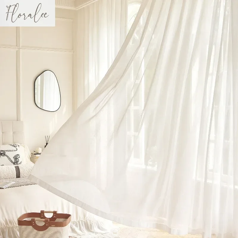 

Luxury High-end Simple White Yarn Galaxy Window Tulle Curtains For Living Room Bedroom Dining Partition Decor Drapes Customiz