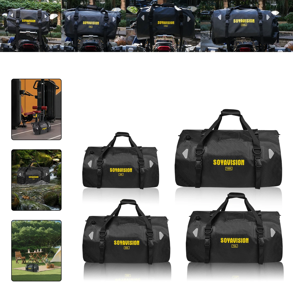 Motorcycle Waterproof TailBag Travel Outdoor Dry Luggage Roll Pack Bag 20/66/100L Motorbike Luggage Backpack Motorcycle Seat Bag image 5