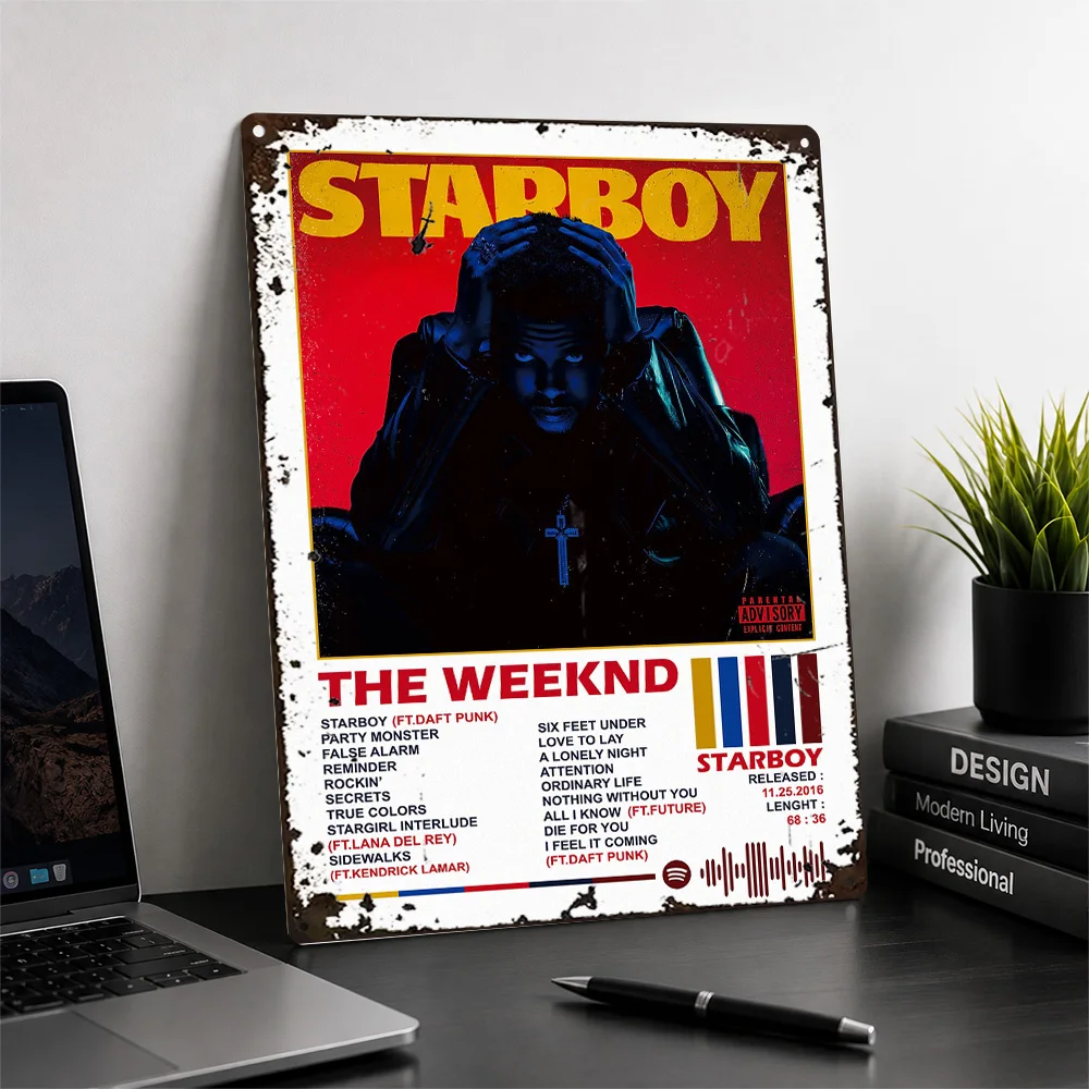 The Weeknd Starboy Tracklist Aluminum Poster Graphic Wall Art For Music Studio Personalized Metal Sign Album Collector Gift Idea