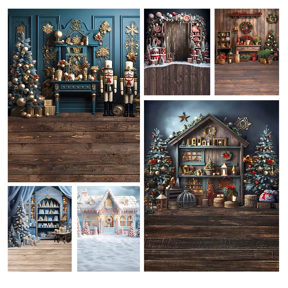 

Mehofond Photography Backdrop Wood Cupboard Christmas Party Kids Birthday Decor Luxury Wall Nutcracker Soldier Photo Background