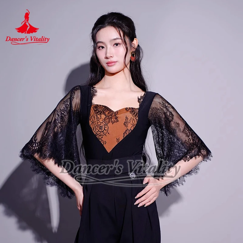 Französischer Stil, Wimpernspitze, Walzer, Tango, Übung, passende Oberteile, Gesellschaftstanz, professioneller Overall, lateinamerikanische Trainingsgruppenkleidung