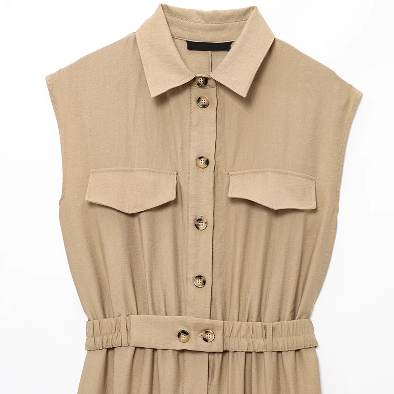 Весна 2024, женский уличный комбинезон с высокой талией и длинными брюками, универсальный модный комбинезон с поясом и воротником-стойкой Z