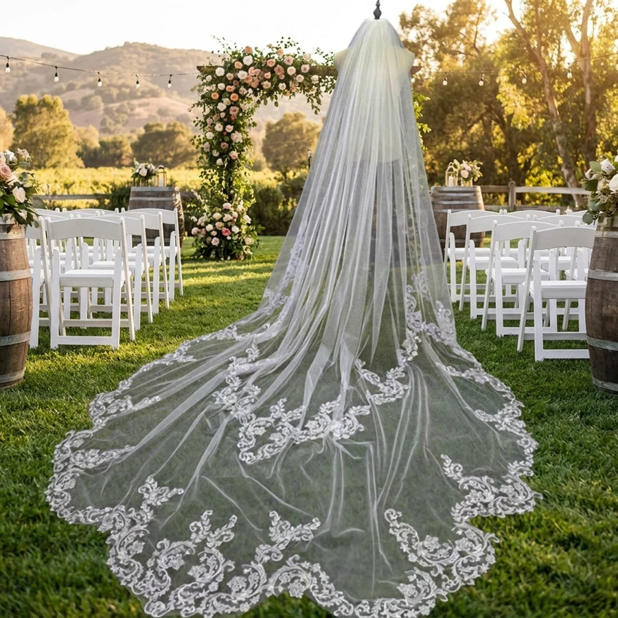 Customized White Ivory Cathedral Wedding veil Bride Wedding accessoires de mariage Boda Voile de mariée Bridal veils 2026