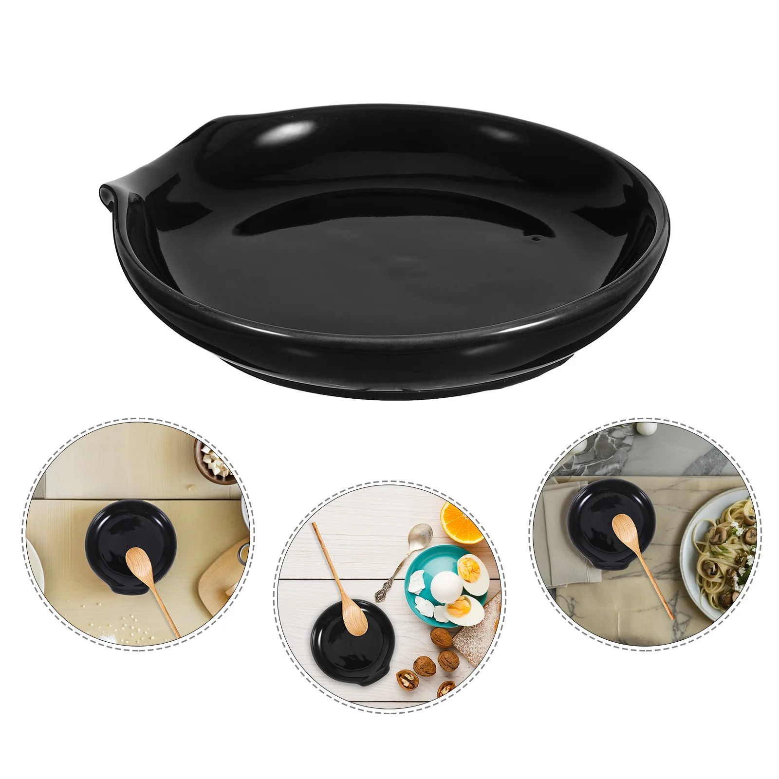 

Elegant Ceramic Utensil Holder Heat-Resistant Soup Spoon Stand Kitchen Counter Spoon Rest Stylish Ladle Cradle Mini Cooking Tool