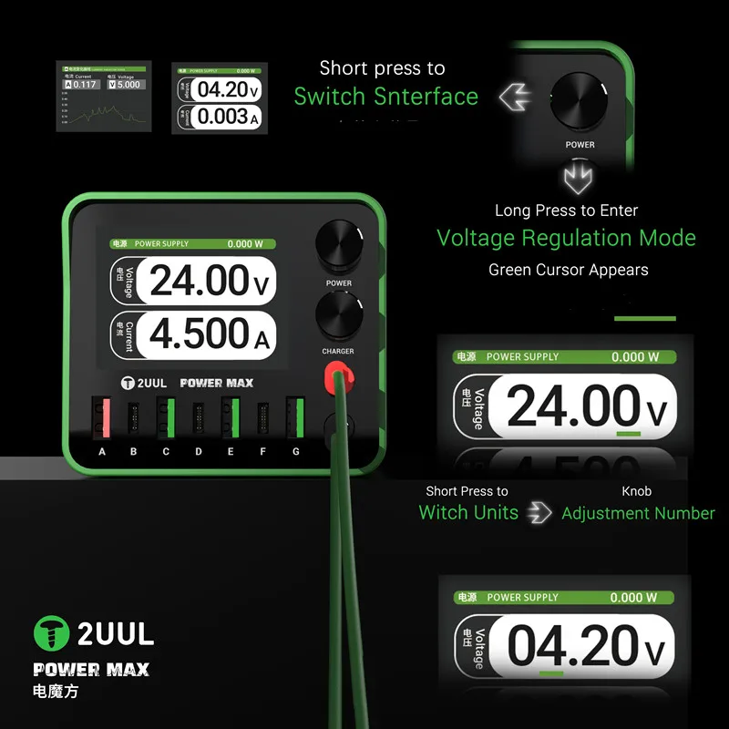 2UUL PC01 Power Max Phone Laptop Repair Station Multi-Port Charger &Adjustable Voltage Power Supply Wireless Fast Charging Tool