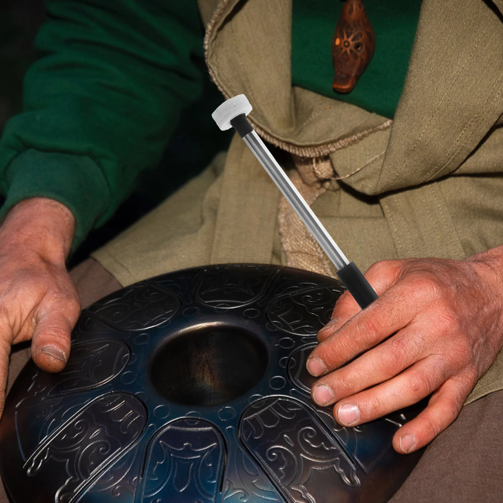 2 قطعة مطارق طبلة اللباد الأسود ل مجموعة عصا طبلة اللسان ملحقات أداة قرع وعاء الصوت المضربين رأس مطاطي