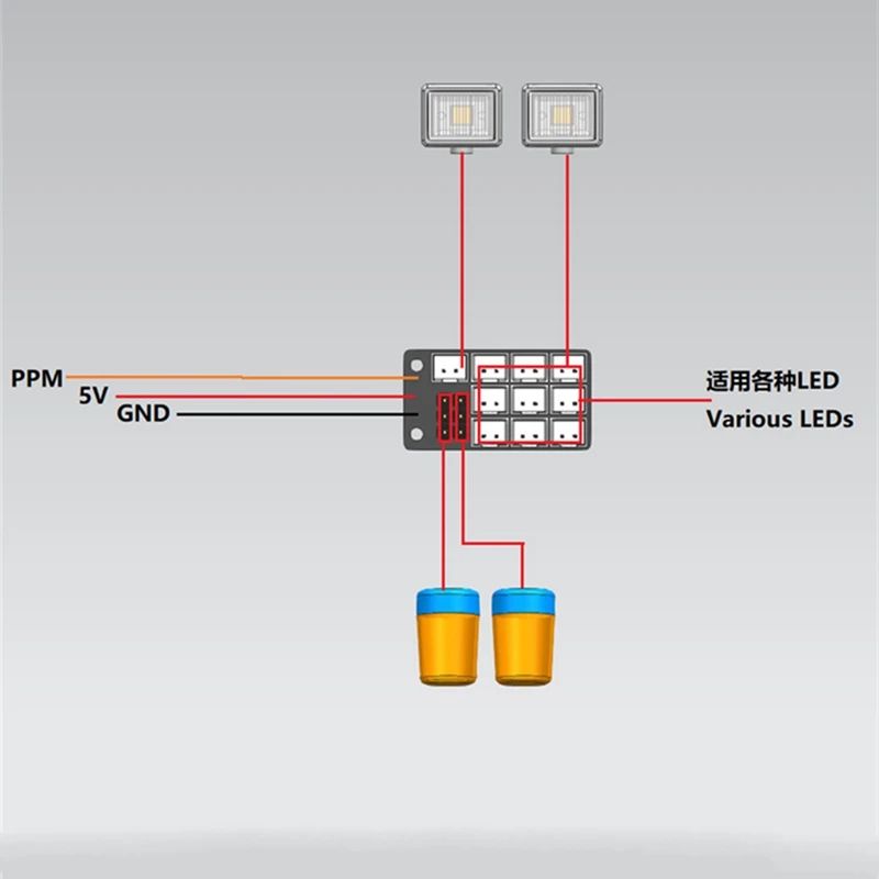 4X Light System Expansion Board PH2.0 Expansion Module For Tamiya MFC-03 1/14 RC Truck Scania Actros 1/10 RC Crawler(A)