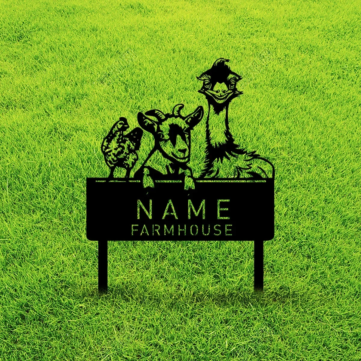 Personalized Animals Farm Yard Sign with Stake: A Charming Porch & Barn Decoration, Showcasing Your Chicken, Goat, Emu Farm.