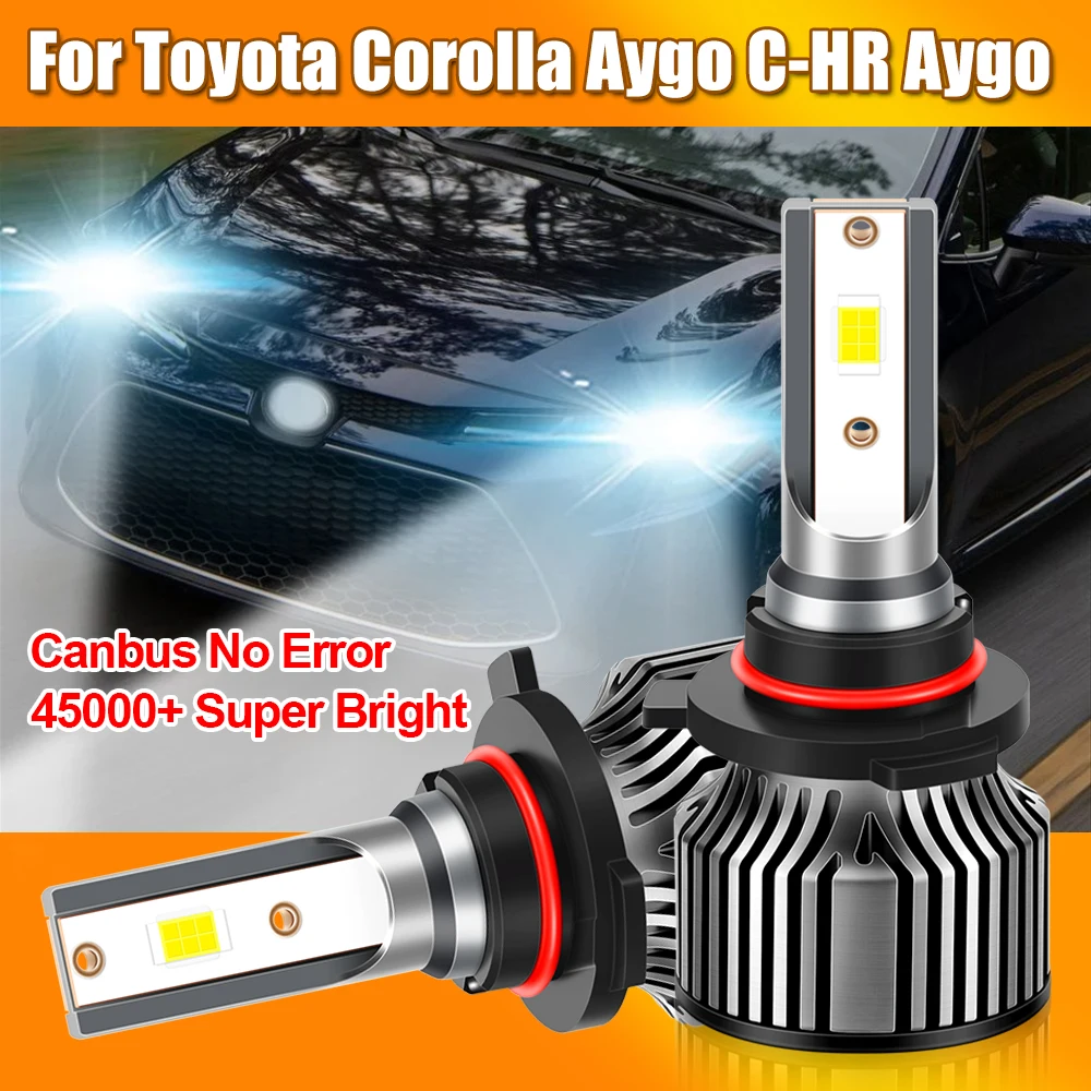 45000LM 9012 HIR2 LED Headlights Canbus 6000K H1 H4 H7 H11 9005 9006 HB3 HB4 Auto Lamps 12V For Toyota Corolla Aygo C-HR Aygo