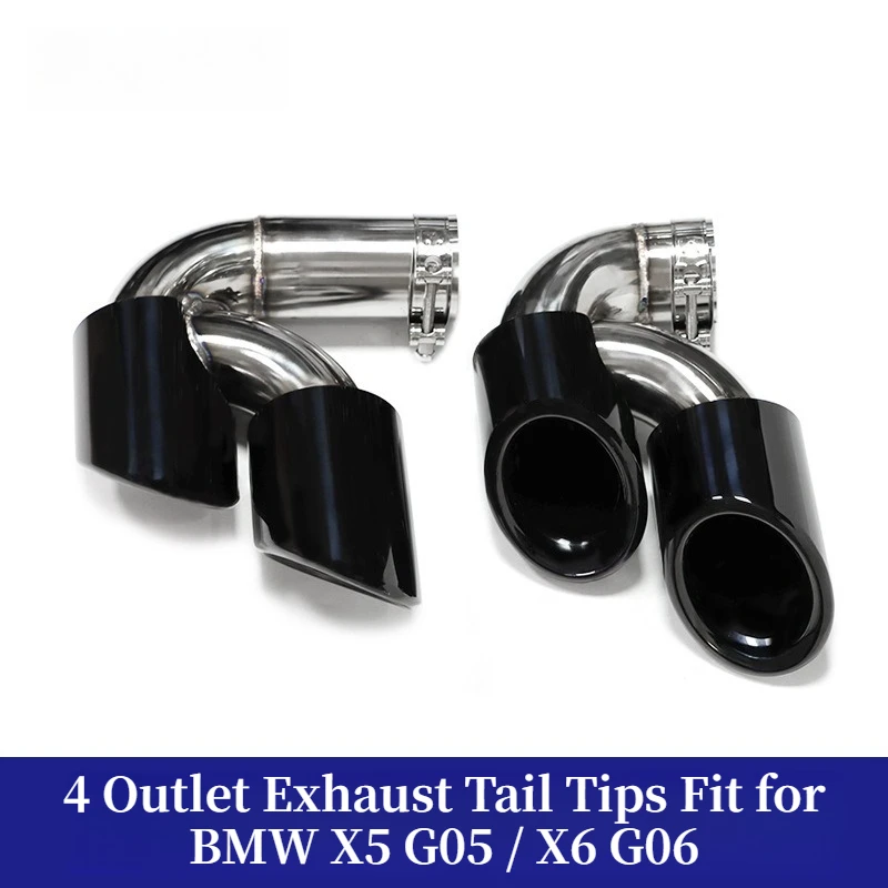 Stainless Steel Black Exhaust Tail Tips 4 Outlet Muffler Mod Parts Fit for X5 G05 X6 G06 Car Exhaust Pipe
