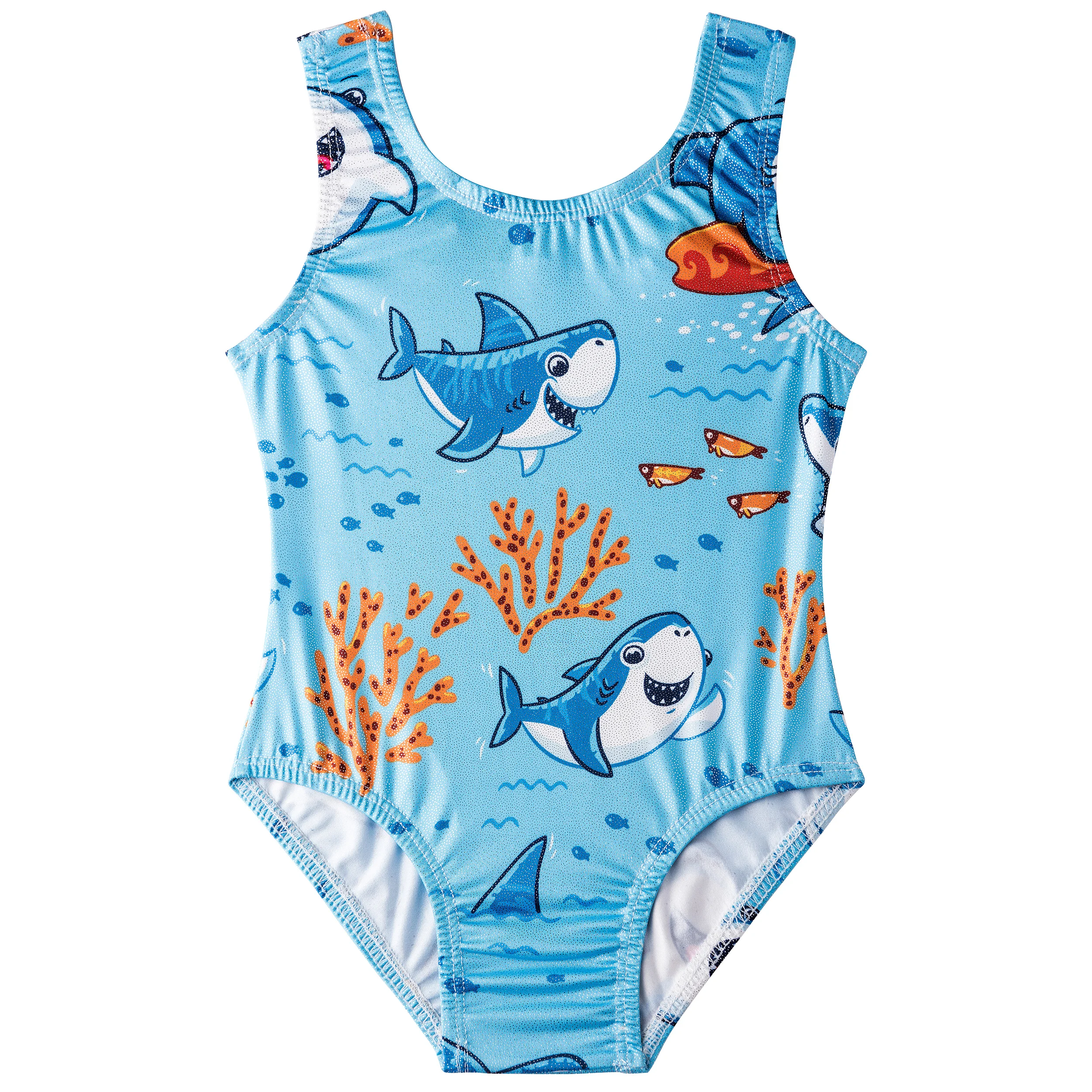 Trikots für Mädchen, Gymnastik, Tanz, Ballett, Tanktop, glitzerndes, einteiliges Hai-Bikett, taumelnder sportlicher Trikotanzug