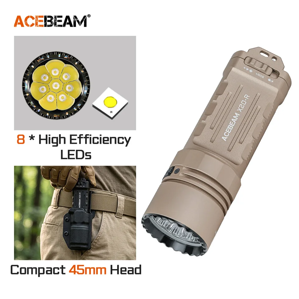 ACEBEAM X20-R Tactical Flashlight 8000 Lumen USB-C