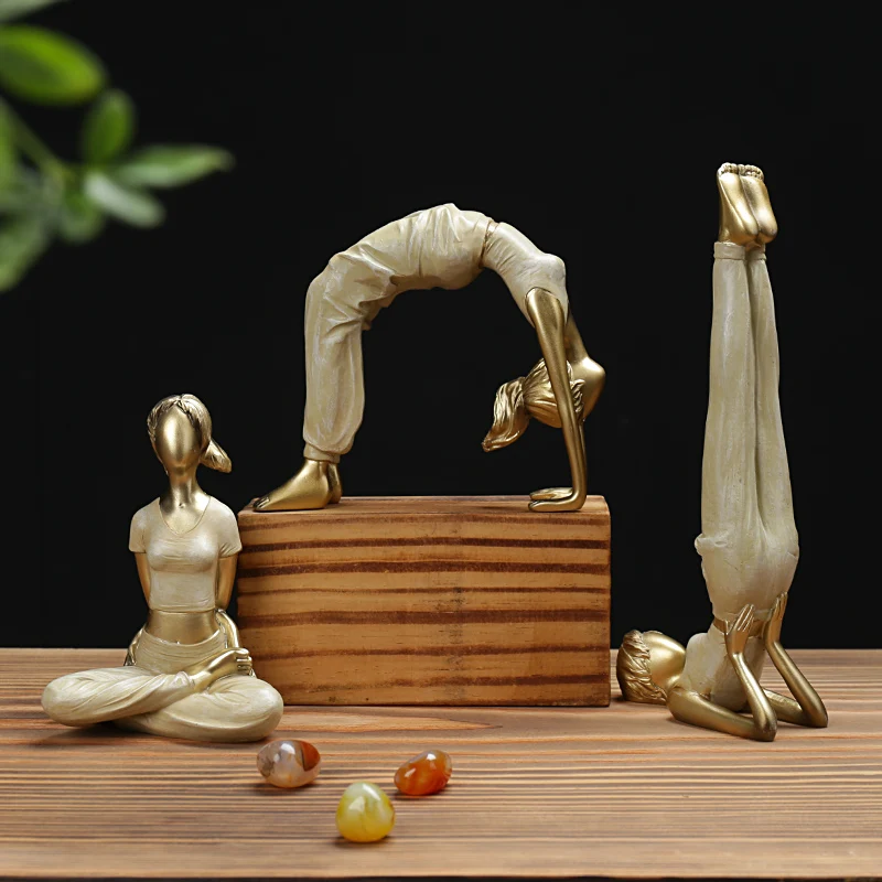 Yoga Figure Resin Ornaments Simple Modern Home Decoration Crafts Set Coffee Shop Living Room Wine Cabinet 3-piece Gift