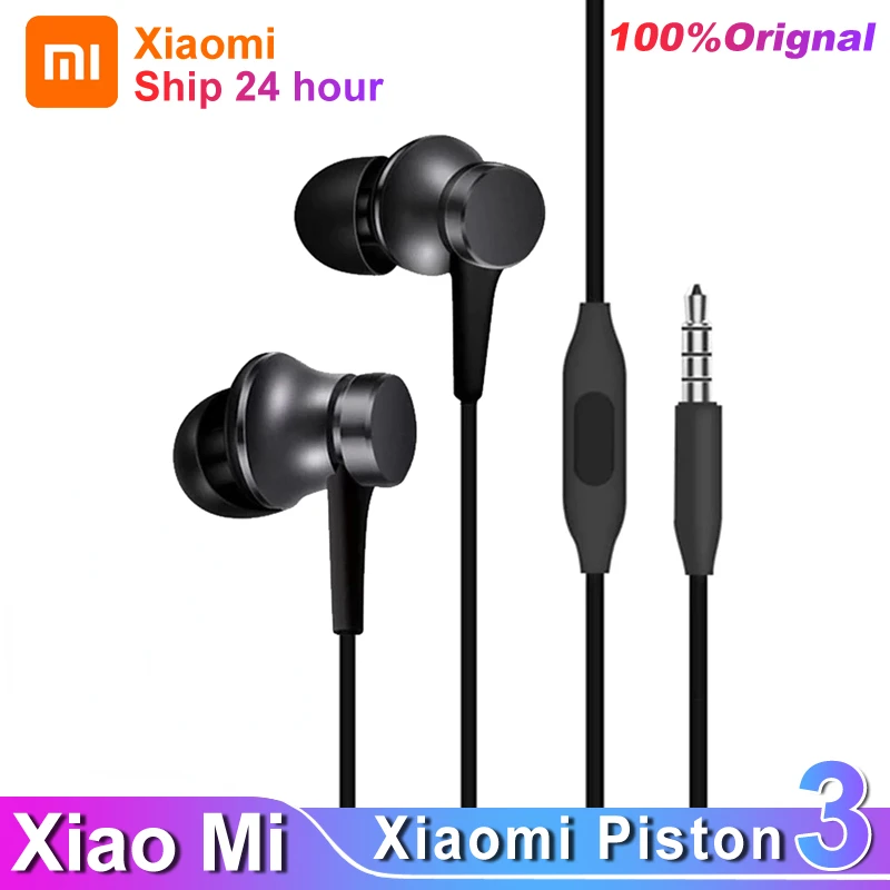 Original Xiaomi Piston 3 Earphone Bass Wired 3.5MM In-ear Sport Headphone with Mic Headset for Phone Xiaomi Samsung Huawei