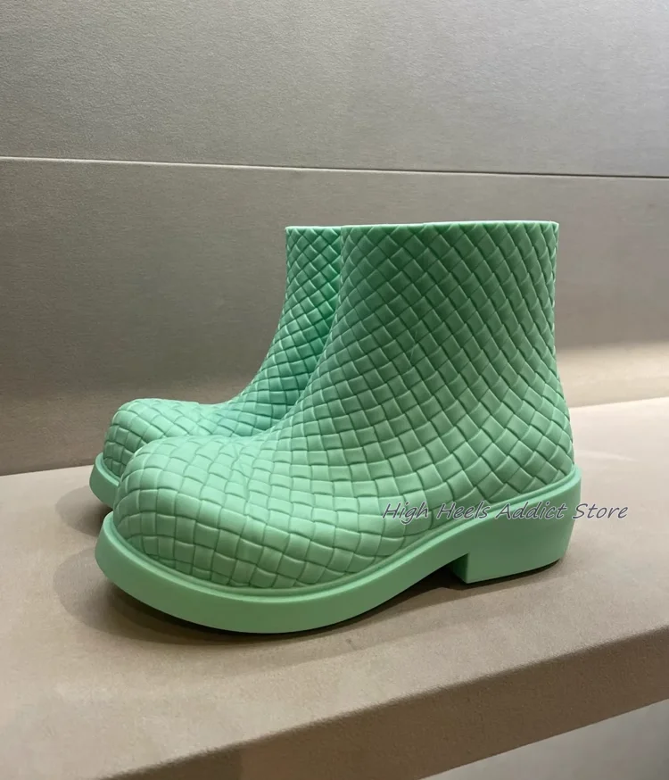 Zimowe buty przeciwdeszczowe 2024 nowe damskie z okrągłym noskiem buty z masywnym obcasem luksusowy projektant wygodne buty damskie darmowej wysyłce