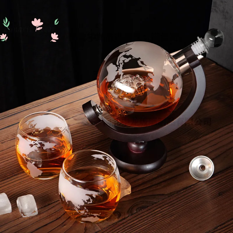 Whiskey globe wine holder, borosilicate glass craft wine bottle, creative wine bottle desktop decoration ornament