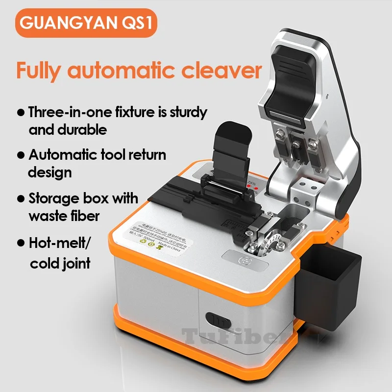 Q1S Fully Automatic Electric Fiber Optic Cleaver Rechargeable Optical Cable Cutter Ftth Fiber Cleaver Waste Box Free Shipping