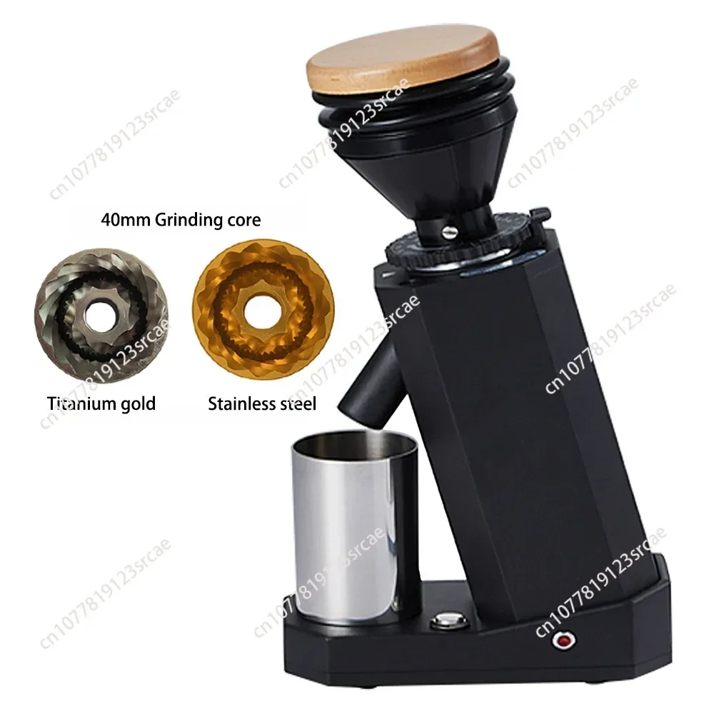 ITOP40S Coffee Grinder New Look Upgraded Stepless Adjustment 40mm Titanium Burr Metal Bean Hopper 75g Wooden Lid Samll & Cool