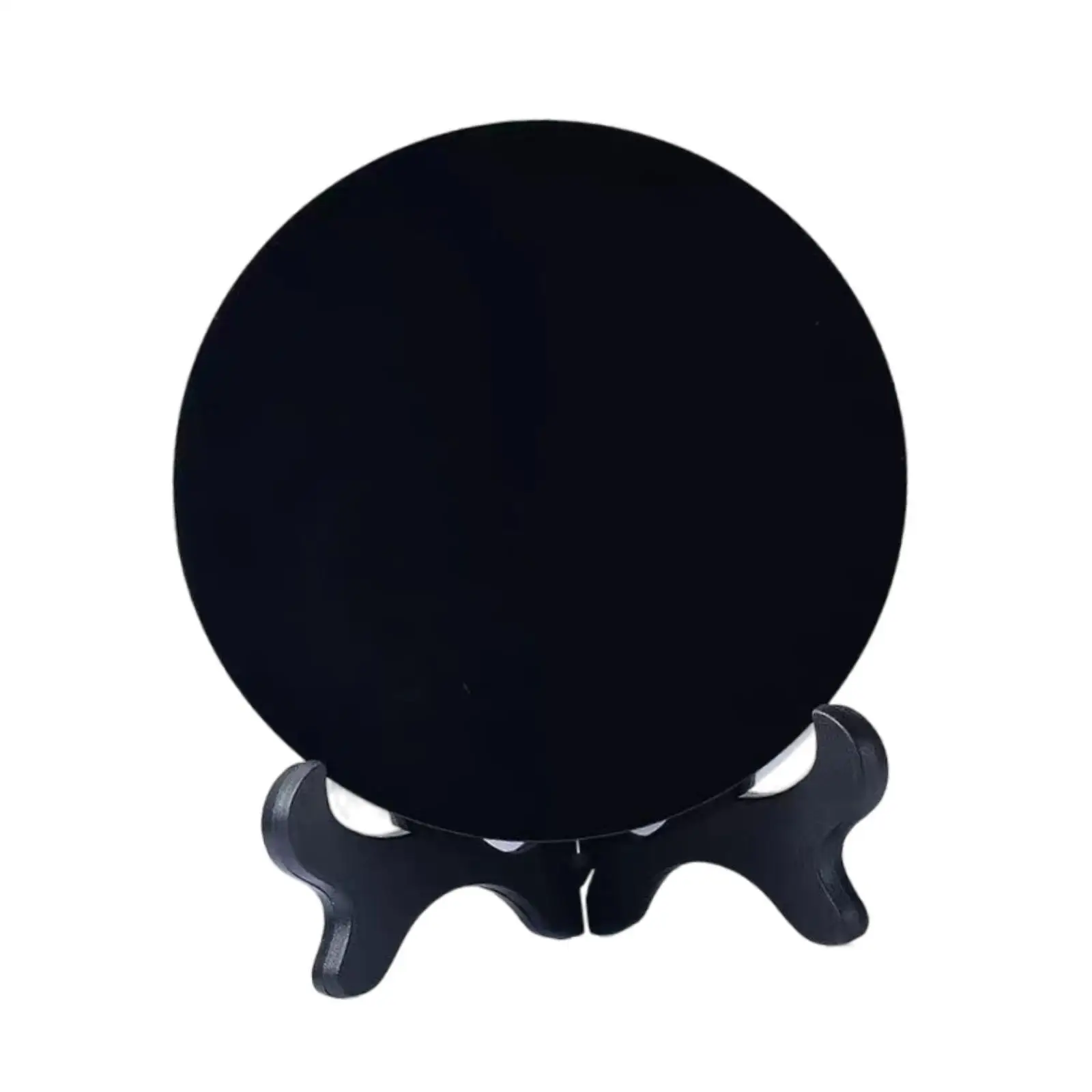 Obsidian Stone Circle Disc Meditation Crafts Black Round Mirror Home Decoration Divination Round Plate Mirror Scrying Mirror