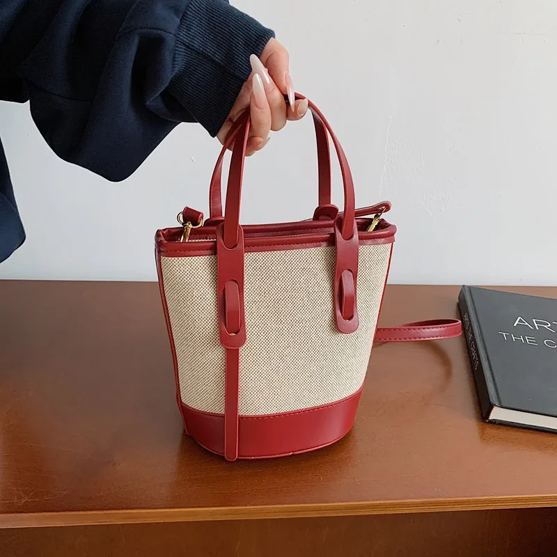 

2025 Women's Small Bucket Bag, Vegan Leather Multi-way Shoulder Crossbody Purse, Niche Design Handbag for Daily Casual