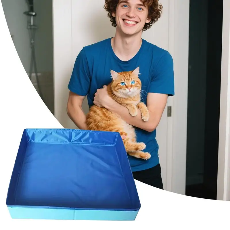 Pet Bath Pool PVC Dog Paddling Pool Foldable Square-Shaped Non-Inflatable Save Space Pet Puppy Bathing Tub For Puppy Cats Other