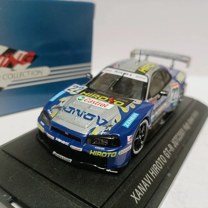 إبرو 1/43 مقياس GT-R R34 # 22 سبيكة محاكاة نموذج سيارة مجموعة ثابتة زينت هدايا العيد اللعب هدية تذكارية