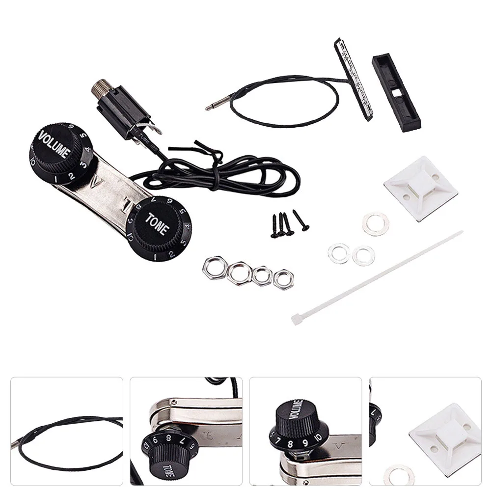 B51 Guitar Violin Pickup Piezo Transducer Bridge Set Tone Volume Knob Electric Violin Amplifier Music Accessory