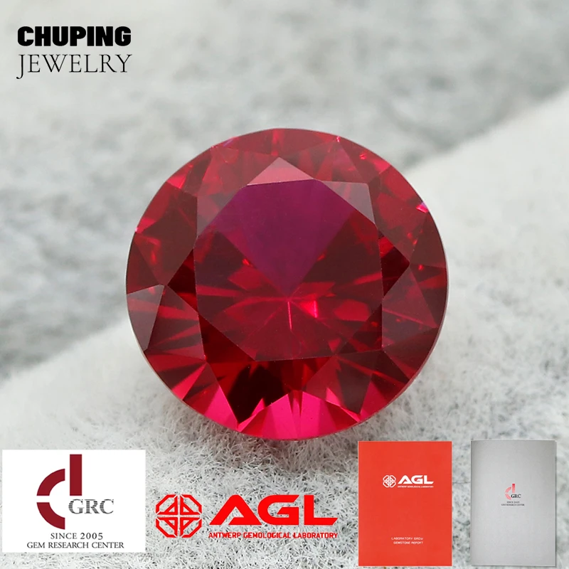 

ChuPing Round Shape Flame Melted Lab Grown Ruby Synthetic Cultivate Ruby For Making Selectable AGL Certificate