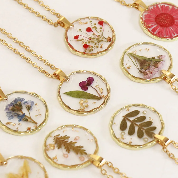 Necklace Preserved Real Flower Irregular Pendant Vintage Women Natural Lightweight Daily Party Travel Gift Wholesale