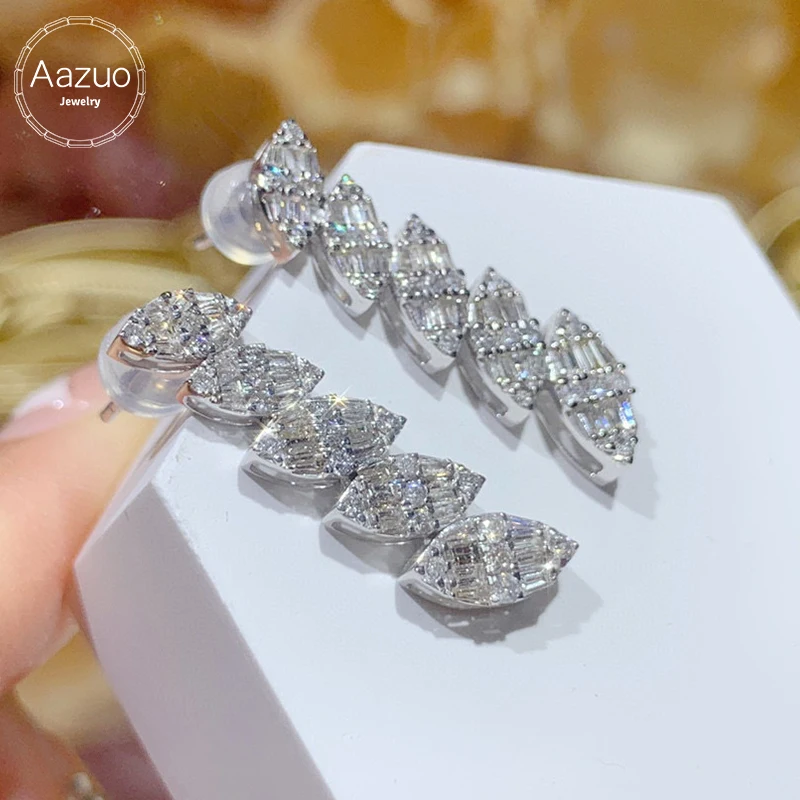 

Aazuo Luxury Jewelry 18K White Gold Real Diamonds 1.0ct High Quality Irregular Stud Earrings Gifted For Women Senior Banquet