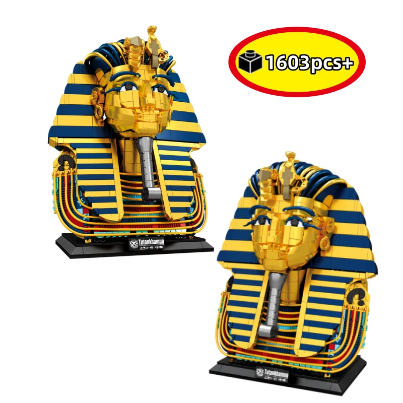 

DIY Egyptian Pharaoh Golden Mask Building Blocks Creative STEM Educational Toy Model Kit Desktop Decoration Toy for Adults Kids
