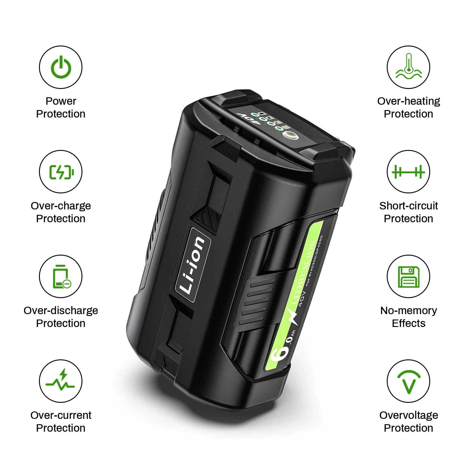40V 6000mAh Li-ion Battery For Ryobi OP4040 OP4026 OP4030 OP4050 OP4060A OP40201 OP40301 Collection Cordless Power Tools Battery
