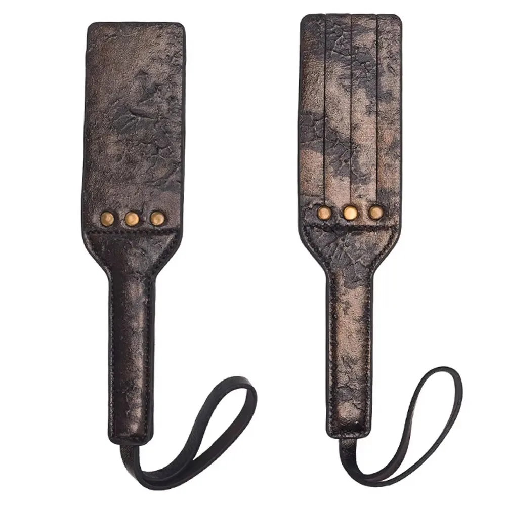 Double-Layers Genuine Cow Leather 23.5cm Riding Crop Horse Whip Paddle for Equestrian Training