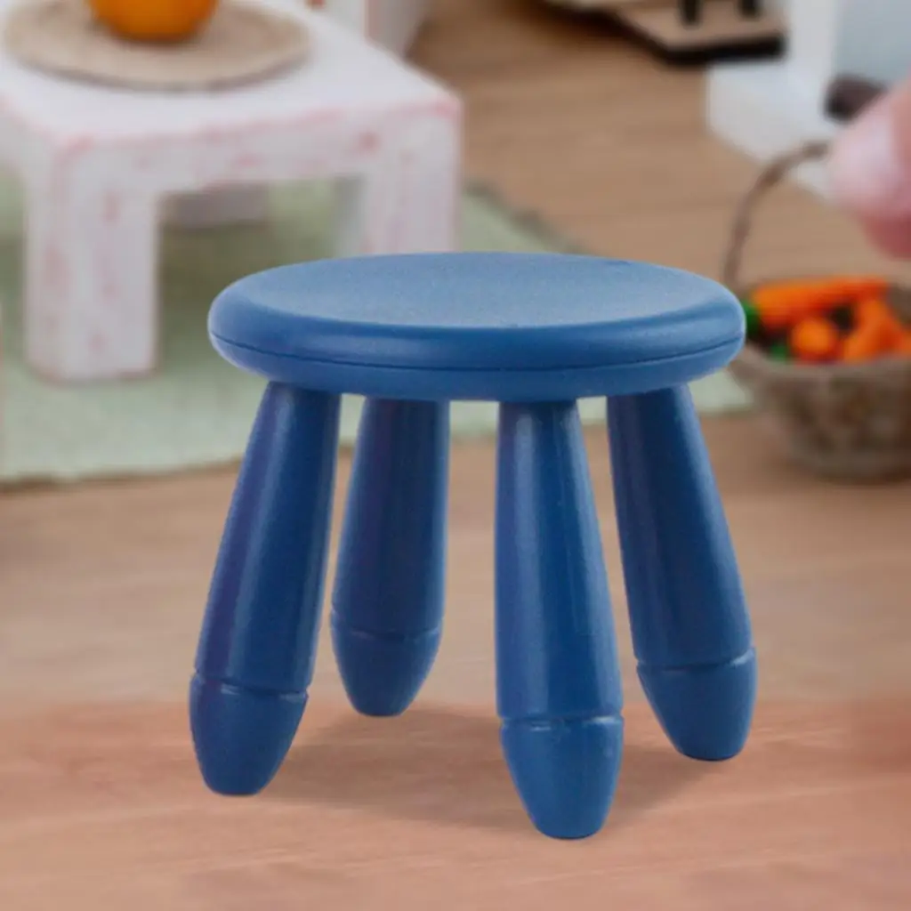 Accesorios en Miniatura para Casa de Muñecas, Juego de Sillas Azul Oscuro de Plástico, Escala 1:12, para Decoración de Casa de Muñecas