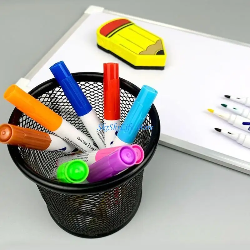 E65E 12 PCS Multi-color Erasable Whiteboard Markers for Whiteboard