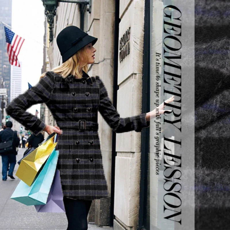 Cashmere Fabric Plaid Wool Weave Design Material Spring Autumn Medium Thin Dress Suit Fabrics Brand Fashion Wholesale Cloth