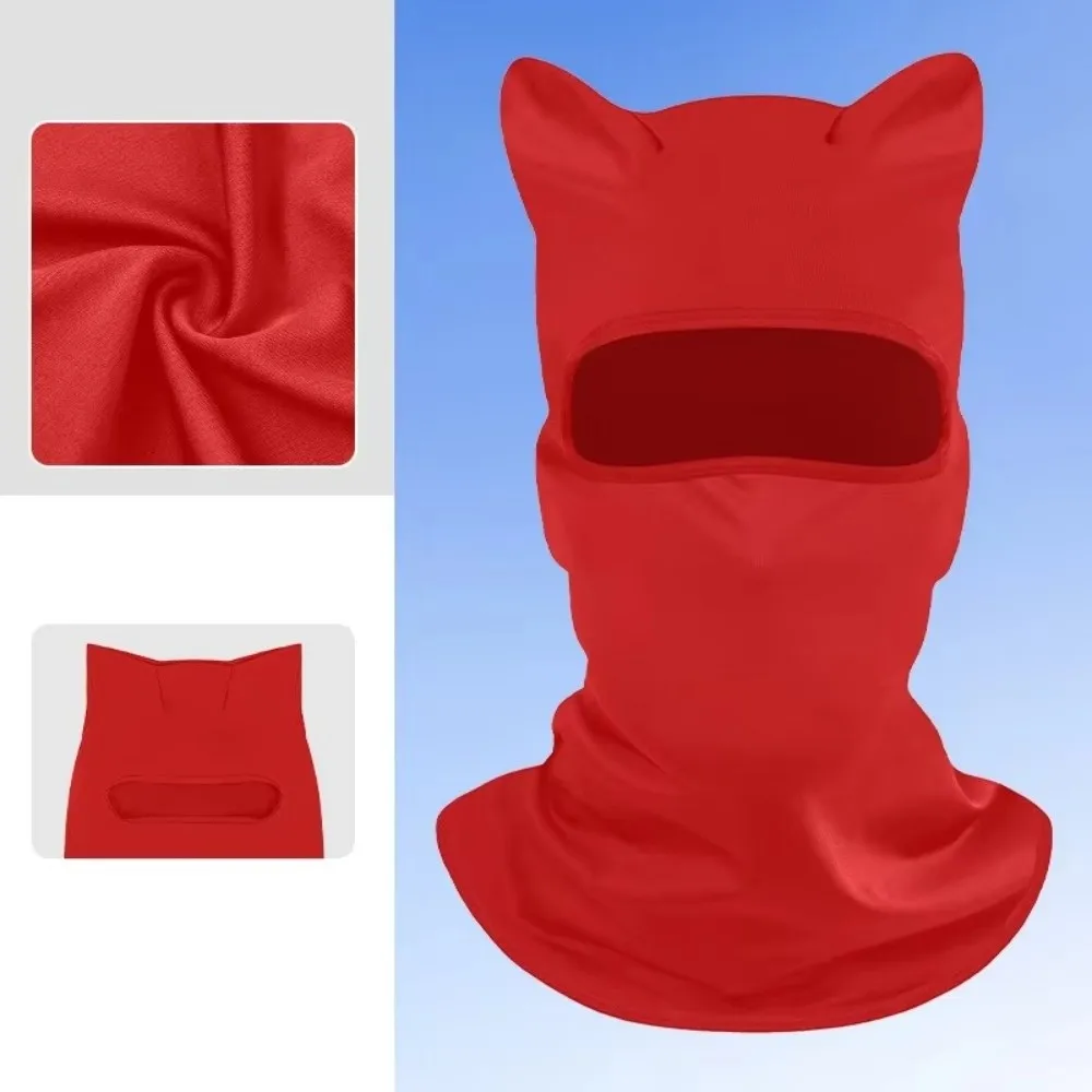 Polyester Fiber Cat Ear Face Mask Sun Protector Soft Neck Gaiter Bandana Hood Hat Breathable Sunscreen Masque