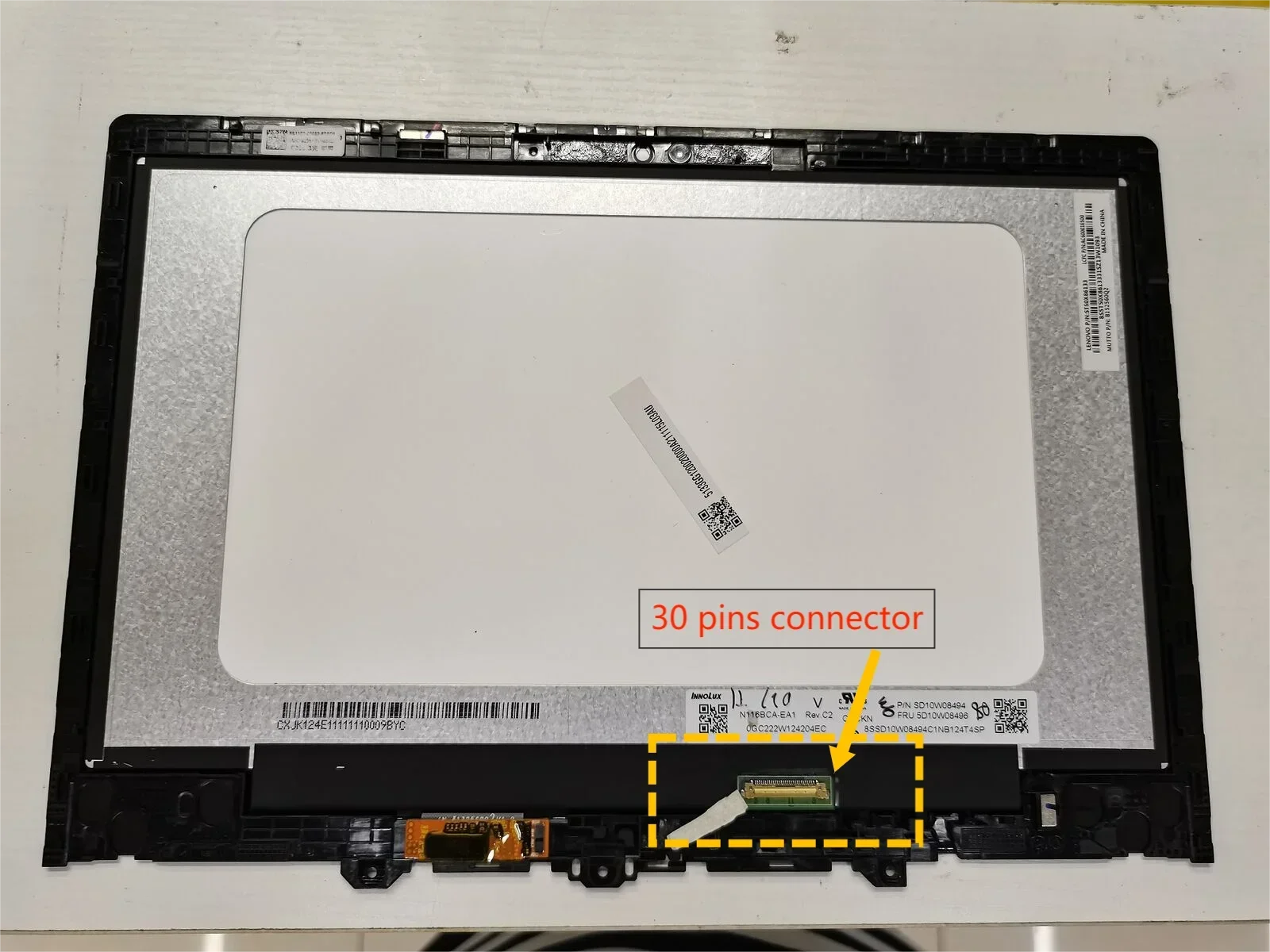 11.6'' IPS for Lenovo Ideapad Flex 3 CB-11IGL05 5D10S39652 LCD Display Touch  Digitizer Matrix Assembly with Frame 1366X768