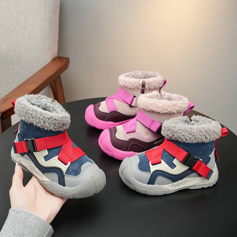 

Winter High Top Sports Casual Fashion Student Boys and Girls' Shoes, Outdoor Cotton Shoes, Zipper Casual Shoes