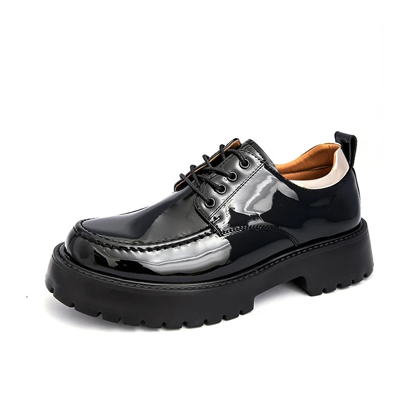 

Fashoin New Men Black Silver Black Lace Up Height Increasing Casual Leather Shoes Wedding Dress Formal Flats Footwear